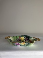 Hand-Painted Floral Footed Vase with Cream Ground and Green Rim — listing 6