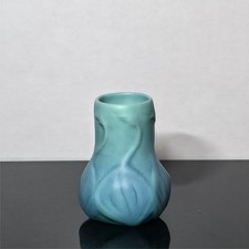 Van Briggle Pottery Turquoise Ming Vase with Embossed Floral Design — listing 2