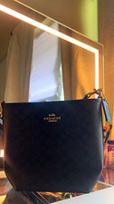 Coach Signature Jacquard Crossbody Bag with Brown Leather Trim — listing 6