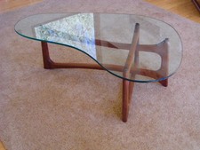 Adrian Pearsall for Craft Associates Mid-Century Modern Sculptural Walnut Coffee Table with Biomorphic Glass Top — listing 3
