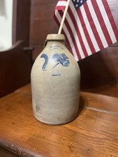 Antique Stoneware Whiskey Jug with Brown Albany Slip Glaze, Beehive Form