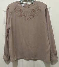 Laura & Jayne Collection Black Beaded Tonal Swirl Blouse, Size 8