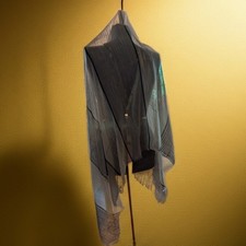 Woven Viscose Striped Fringe Scarf with Textured Nubby Threads — listing 2