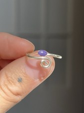 Pair of Silver-Tone Rings — Twisted Rope Band and Round Cabochon Solitaire — listing 2