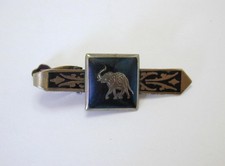 Vintage Siam Sterling Silver Niello Tie Clip with Nielloware Mekkala Goddess Motif