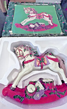 Resin Christmas Rocking Horse Figurine with Holly and Gift Base — listing 3