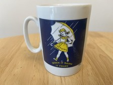 Set of 4 Vintage Morton Salt "When It Rains It Pours" Pedestal Coffee Mugs