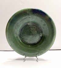 Handmade Studio Pottery Stoneware Charger with Oxblood/Blue Drip Glaze — listing 4