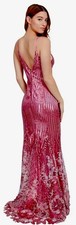 Morgan & Co. Red Beaded Lace Sweetheart Long Formal Prom Gown — listing 2