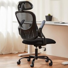 Mesh-Back Office Task Chair with White Frame and Blue Upholstery — listing 4
