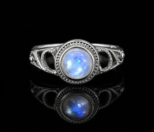 Vintage Oval Moonstone/Chalcedony Cabochon Brooch with Gold-Tone Prong Setting — listing 2
