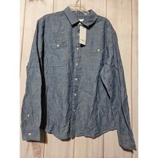 Goodfellow & Co Men's Light Wash Chambray Long-Sleeve Button-Up Shirt, Size XL — listing 6