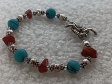 Sterling Silver Turquoise & Yellow Jasper Multi-Strand Beaded Bracelet — listing 6