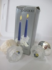 Frosted & Clear Crystal Candlestick Holder with Molded Rose Pattern — listing 4