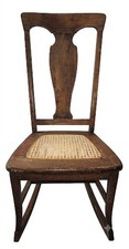 Antique Victorian Cane Back & Seat Nursing Rocking Chair with Hand-Painted Floral Crest — listing 4
