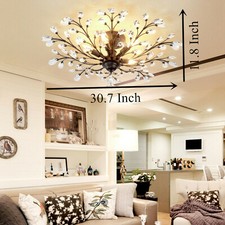 Vintage Italian-Style 5-Light Crystal Chandelier with Beaded Floral Accents