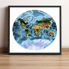 Framed Decorative World Map Print with Vintage Aviation Theme — listing 3