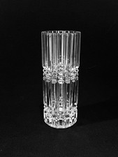 Vintage Cut Lead Crystal Cylinder Vase with Fan, Diamond and Vertical Panel Cutting — listing 5