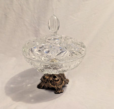 Vintage Square Cut Crystal Covered Candy/Trinket Box with Faceted Finial — listing 5