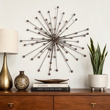 Set of 2 Metal Starburst Sunburst Wall Art Decor with Teardrop Accents — listing 4