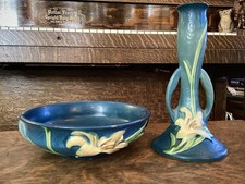 Roseville Pottery Zephyr Lily Two-Handled Vase, Tan/Sienna Colorway — listing 3