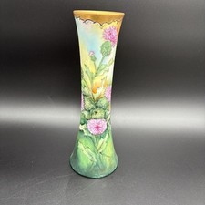 Pair of Vintage Hand-Painted Pink Floral Porcelain Table Lamps with Ornate Brass Bases — listing 2