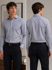 Hugo Boss Regular Fit Men's Dress Shirt, Light Blue with Navy Dot Pattern — listing 5