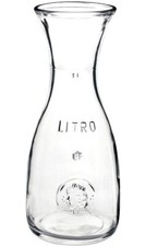 Vintage Clear Glass Wine Carafe with Embossed Crest Medallion — listing 6