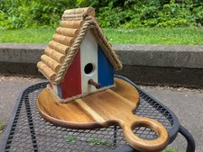 Rustic Handmade Hanging Birdhouse with Weathered Metal Roof — listing 4