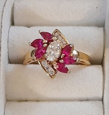 Vintage Gold-Tone Marquise Cluster Cocktail Ring with Clear Rhinestones — listing 3