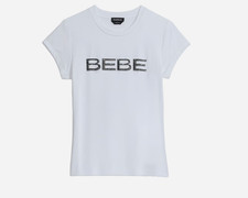 Bebe Rhinestone Logo Teal Short-Sleeve T-Shirt M — listing 2