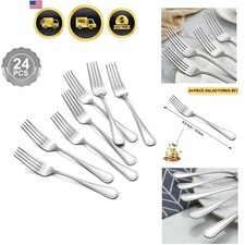 Set of 5 Stainless Steel Ornate Floral Salad/Dessert Forks — listing 3