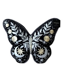 Embroidered Butterfly Throw Pillow with French Script Tapestry Fabric Yes - Pier 1 / Pottery Barn / other bran