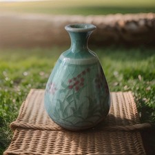 Vintage Japanese Celadon Crackle-Glaze Tea Cups with Rice-Grain Openwork, Set of 7 — listing 2