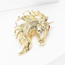 Carved Resin Horse Head Brooch Pin with Bridle Detail — listing 5