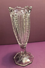 Pressed Glass Vase with Frosted Rose Motif and Sawtooth Rim — listing 4