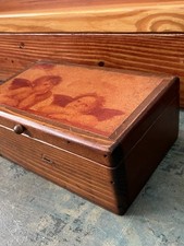Vintage Cherub Angel Decoupage Storage Box with Leather Handle and Brass Latch — listing 3