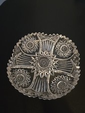Cut Glass Sawtooth-Rim Bowl with Hobstar Pattern (Thrift Shelf, Maker Unknown)