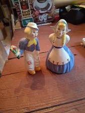 Vintage Ceramic Dutch Boy and Girl Figural Planter with Windmill Basket, likely Japan, mid-20th century — listing 2