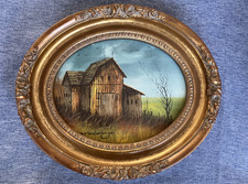 Signed Original Oil Painting of Rural Barn Landscape, Framed — listing 4