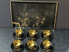 Japanese Black Lacquer-Style Vase with Gold Landscape Decoration — listing 2