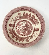 Red/Pink Willow Pattern Transferware Bowl — listing 4