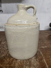 Antique Two-Tone Stoneware Whiskey Jug, 2-Gallon, Brown Albany Slip Top with Bristol Glaze Body — listing 5