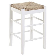 Woven Rush Seat Wooden Counter-Height Stool with Saddle Seat