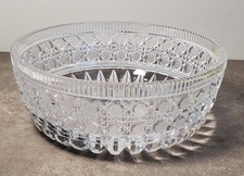 Vintage Cut Crystal 8" Bowl with Engraved Floral Star Pattern and Sawtooth Rim — listing 6