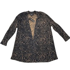 Andrea Jovine Wool Blend Ribbed Knit Cardigan, Charcoal Marled, Size XS — listing 3