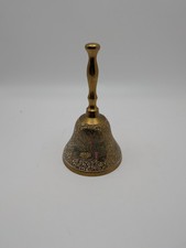 Vintage Brass Hand Bell with Enameled Floral Iris Design — listing 3