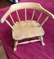 Vintage Child's Captain's Rocking Chair, Solid Hardwood, Late 1800s — listing 2