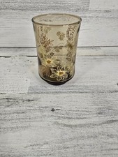Vintage Smoked Glass Plate Set with Green Floral Leaf Print and Gold Rim (6 pieces) — listing 2