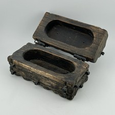 Rustic Wood and Wrought Iron Curved-Lid Trinket / Jewelry Box with Scrollwork Hardware — listing 5